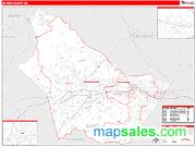 Burke County, NC <br /> Wall Map <br /> Zip Code <br /> Red Line Style 2025 Map