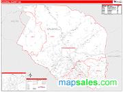 Caldwell County, NC <br /> Wall Map <br /> Zip Code <br /> Red Line Style 2025 Map