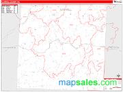 Caswell County, NC <br /> Wall Map <br /> Zip Code <br /> Red Line Style 2025 Map