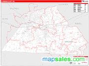 Catawba County, NC <br /> Wall Map <br /> Zip Code <br /> Red Line Style 2025 Map