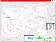 Chatham County, NC <br /> Wall Map <br /> Zip Code <br /> Red Line Style 2025 Map