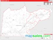 Cherokee County, NC <br /> Wall Map <br /> Zip Code <br /> Red Line Style 2025 Map