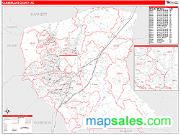 Cumberland County, NC <br /> Wall Map <br /> Zip Code <br /> Red Line Style 2025 Map