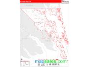 Currituck County, NC <br /> Wall Map <br /> Zip Code <br /> Red Line Style 2025 Map