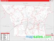 Gaston County, NC <br /> Wall Map <br /> Zip Code <br /> Red Line Style 2025 Map