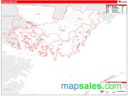 Hyde County, NC <br /> Wall Map <br /> Zip Code <br /> Red Line Style 2025 Map