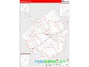 Johnston County, NC <br /> Wall Map <br /> Zip Code <br /> Red Line Style 2025 Map