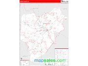 Lenoir County, NC <br /> Wall Map <br /> Zip Code <br /> Red Line Style 2025 Map