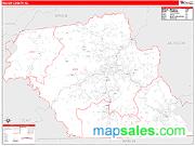 Macon County, NC <br /> Wall Map <br /> Zip Code <br /> Red Line Style 2025 Map