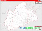 Madison County, NC <br /> Wall Map <br /> Zip Code <br /> Red Line Style 2025 Map