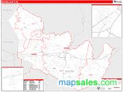 Martin County, NC <br /> Wall Map <br /> Zip Code <br /> Red Line Style 2025 Map