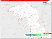 Mitchell County, NC <br /> Wall Map <br /> Zip Code <br /> Red Line Style 2025 Map