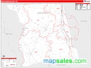 Montgomery County, NC <br /> Wall Map <br /> Zip Code <br /> Red Line Style 2025 Map