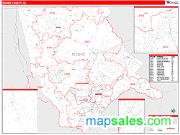 Moore County, NC <br /> Wall Map <br /> Zip Code <br /> Red Line Style 2025 Map