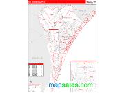 New Hanover County, NC <br /> Wall Map <br /> Zip Code <br /> Red Line Style 2025 Map