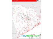 Onslow County, NC <br /> Wall Map <br /> Zip Code <br /> Red Line Style 2025 Map