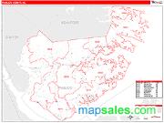 Pamlico County, NC <br /> Wall Map <br /> Zip Code <br /> Red Line Style 2025 Map