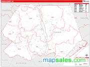 Pender County, NC <br /> Wall Map <br /> Zip Code <br /> Red Line Style 2025 Map