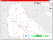 Perquimans County, NC <br /> Wall Map <br /> Zip Code <br /> Red Line Style 2025 Map