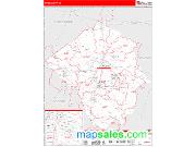 Pitt County, NC <br /> Wall Map <br /> Zip Code <br /> Red Line Style 2025 Map