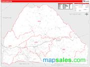 Polk County, NC <br /> Wall Map <br /> Zip Code <br /> Red Line Style 2025 Map
