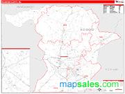 Richmond County, NC <br /> Wall Map <br /> Zip Code <br /> Red Line Style 2025 Map