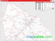 Rowan County, NC <br /> Wall Map <br /> Zip Code <br /> Red Line Style 2025 Map