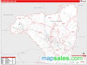 Rutherford County, NC <br /> Wall Map <br /> Zip Code <br /> Red Line Style 2025 Map