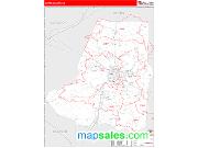 Wayne County, NC <br /> Wall Map <br /> Zip Code <br /> Red Line Style 2025 Map