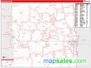 Cass County, ND <br /> Wall Map <br /> Zip Code <br /> Red Line Style 2025 Map
