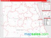 Grand Forks County, ND <br /> Wall Map <br /> Zip Code <br /> Red Line Style 2025 Map