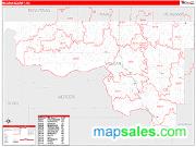 McLean County, ND <br /> Wall Map <br /> Zip Code <br /> Red Line Style 2025 Map