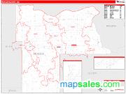 Mercer County, ND <br /> Wall Map <br /> Zip Code <br /> Red Line Style 2025 Map