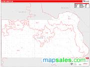 Oliver County, ND <br /> Wall Map <br /> Zip Code <br /> Red Line Style 2025 Map