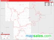 Renville County, ND <br /> Wall Map <br /> Zip Code <br /> Red Line Style 2025 Map