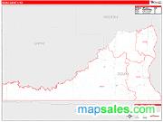 Sioux County, ND <br /> Wall Map <br /> Zip Code <br /> Red Line Style 2025 Map
