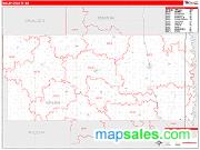 Walsh County, ND <br /> Wall Map <br /> Zip Code <br /> Red Line Style 2025 Map