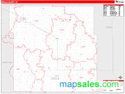 Wells County, ND <br /> Wall Map <br /> Zip Code <br /> Red Line Style 2025 Map