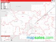Allen County, OH <br /> Wall Map <br /> Zip Code <br /> Red Line Style 2025 Map