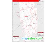 Ashland County, OH <br /> Wall Map <br /> Zip Code <br /> Red Line Style 2025 Map