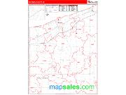 Ashtabula County, OH <br /> Wall Map <br /> Zip Code <br /> Red Line Style 2025 Map