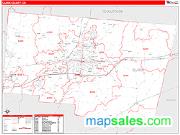 Clark County, OH <br /> Wall Map <br /> Zip Code <br /> Red Line Style 2025 Map