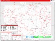 Columbiana County, OH <br /> Wall Map <br /> Zip Code <br /> Red Line Style 2025 Map