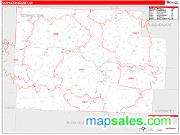 Coshocton County, OH <br /> Wall Map <br /> Zip Code <br /> Red Line Style 2025 Map