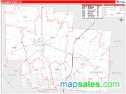 Delaware County, OH <br /> Wall Map <br /> Zip Code <br /> Red Line Style 2025 Map