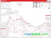 Erie County, OH <br /> Wall Map <br /> Zip Code <br /> Red Line Style 2025 Map