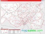 Hamilton County, OH <br /> Wall Map <br /> Zip Code <br /> Red Line Style 2025 Map