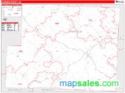 Harrison County, OH <br /> Wall Map <br /> Zip Code <br /> Red Line Style 2025 Map
