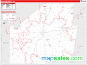 Highland County, OH <br /> Wall Map <br /> Zip Code <br /> Red Line Style 2025 Map