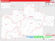 Hocking County, OH <br /> Wall Map <br /> Zip Code <br /> Red Line Style 2025 Map